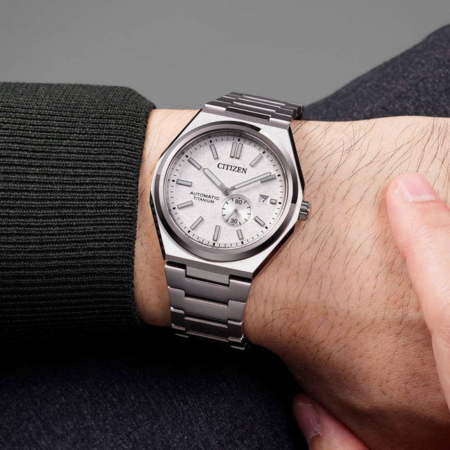 Citizen Mechanical NJ0180-80A Zenshin Super Titanium Small Seconds White Dial Super Titanium Strap
