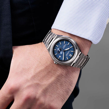Citizen Mechanical NJ0180-80L Zenshin Super Titanium Small Seconds Blue Dial Super Titanium Strap