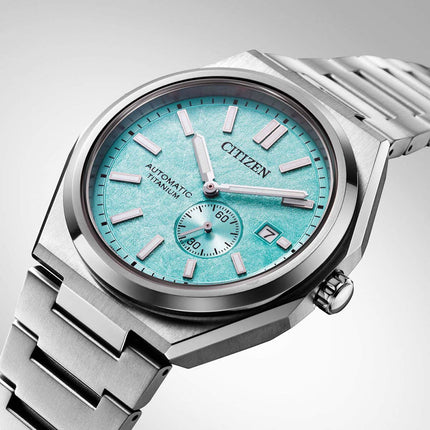 Citizen Mechanical NJ0180-80M Zenshin Super Titanium Small Seconds Baby Blue Dial Titanium Strap