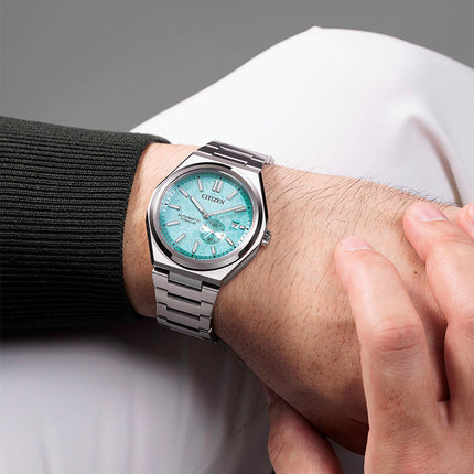 Citizen Mechanical NJ0180-80M Zenshin Super Titanium Small Seconds Baby Blue Dial Titanium Strap