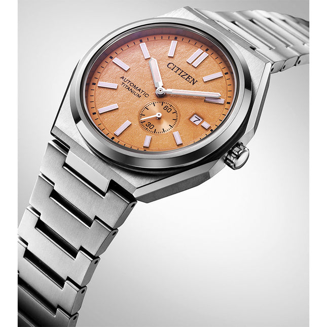 Citizen Mechanical NJ0180-80Z Zenshin Super Titanium Small Seconds Salmon Dial Super Titanium Strap