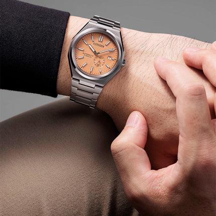 Citizen Mechanical NJ0180-80Z Zenshin Super Titanium Small Seconds Salmon Dial Super Titanium Strap