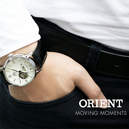 Orient Classic RA-AS0011S Automatic Sun & Moon Silver Dial Black Leather Strap