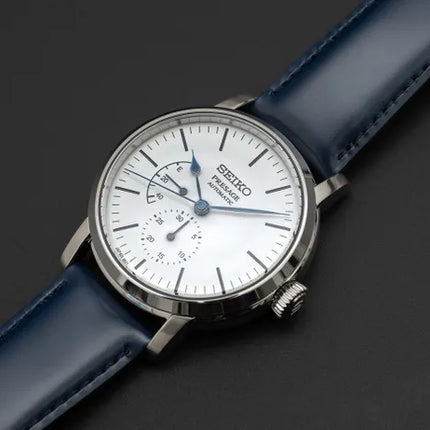 Seiko Presage SPB161J1 Automatic White Enamel Dial Blue Leather Strap