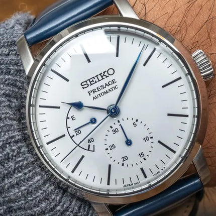 Seiko Presage SPB161J1 Automatic White Enamel Dial Blue Leather Strap