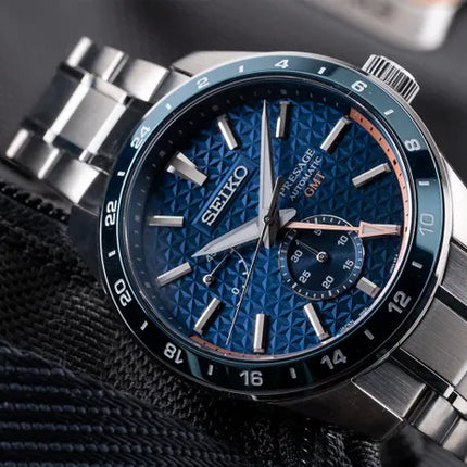 Seiko Presage SPB217J1 Sharp Edged 140Th Anniversary GMT Automatic Blue Dial Stainless Steel Strap