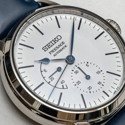 Seiko Presage SPB161J1 Automatic White Enamel Dial Blue Leather Strap