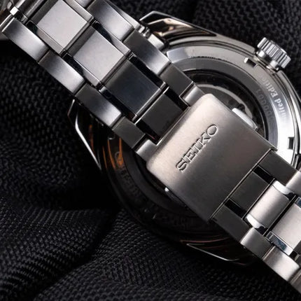 Seiko Presage SPB221J1 Sharp Edged GMT Series Automatic Black Dial Stainless Steel Strap