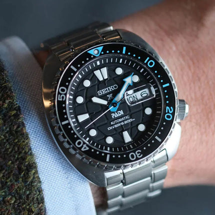 Seiko Prospex SRPG19K1 King Turtle PADI Edition Automatic Divers 200M Black Dial Stainless Steel