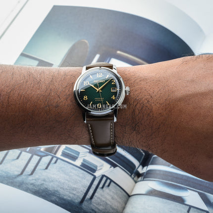 Seiko Presage SRPE45J1 Cocktail Mojito Green Dial Brown Leather Strap