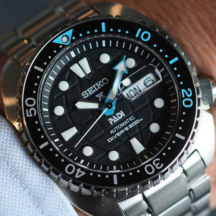Seiko Prospex SRPG19K1 King Turtle PADI Edition Automatic Divers 200M Black Dial Stainless Steel