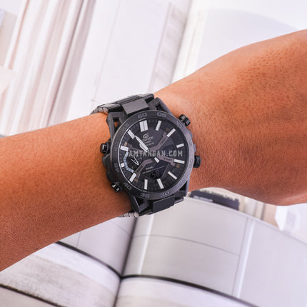 Casio Edifice ECB-2000DC-1BDF Men Sospensione Digital Analog Dial Gunmetal Stainless Steel Band