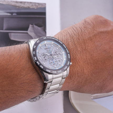 Seiko Solar SSC121P1 Chronograph Silver Dial Stainless Steel Strap