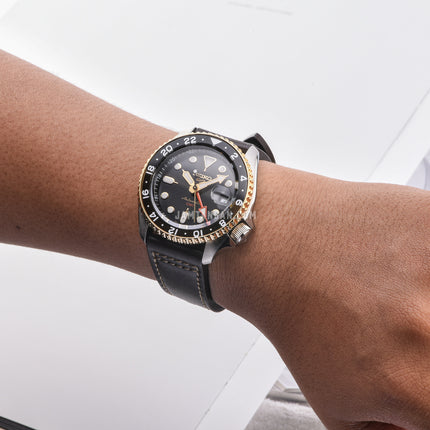 Seiko 5 Sports SSK036K1 SKX Series Automatic GMT Black Dial Brown Leather Strap