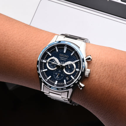 Seiko Chronograph SSB445P1 Essentials Blue Dial Stainless Steel Strap