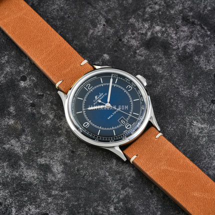 MIDO Multifort M040.407.16.040.00 Patrimony Automatic Blue Dial Brown Patina Leather Strap