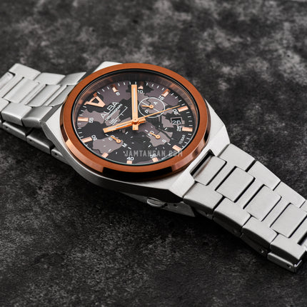 Alba Signa AT3H49X1 Chronograph Brown Patterned Dial Stainless Steel Strap