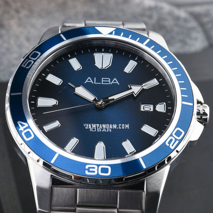 Alba Active AS9U11X1 Men Blue Gradation Dial Stainless Steel Strap