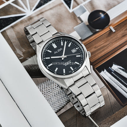 Alba Active AG8M33X1 Black Patterned Dial Stainless Steel Strap