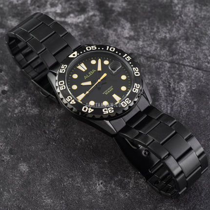 Alba Active AS9N23X1 Men Black Dial Black Stainless Steel Strap