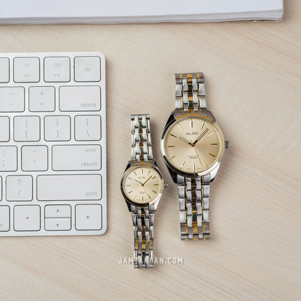 Alba ARX134X1_ARX114X1 Couple Gold Dial Dual Tone Stainless Steel Strap