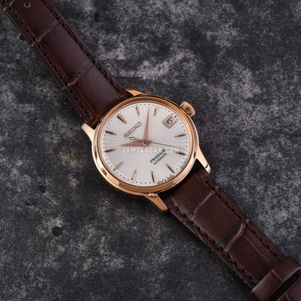 Seiko Presage SRP852J1 Automatic Bellini Cocktail Ladies Series Silver Dial Brown Leather Strap