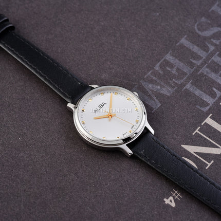 Alba Fashion ARX155X1 Ladies Silver White Dial Black Leather Strap