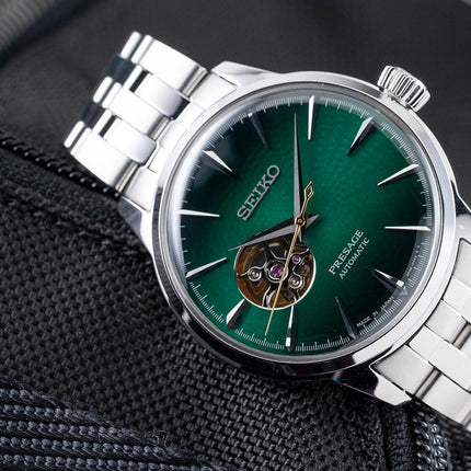 Seiko Presage SSA441J1 Cocktail Automatic Open Heart Green Gradation Dial Stainless Steel Strap