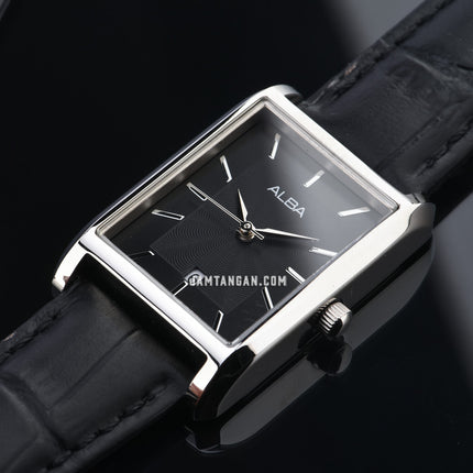 Alba Fashion AH7DH5X1 Ladies Black Dial Black Leather Strap