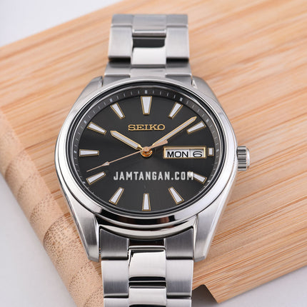 Seiko SUR343P1 Men Dark Grey Sunray Dial Stainless Steel Strap