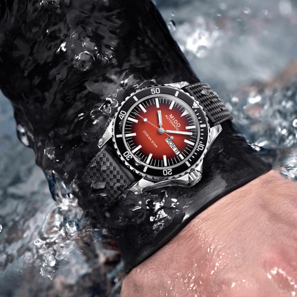 MIDO Ocean Star M026.830.17.421.00 Tribute Red Gradient Dial Black Rubber Strap