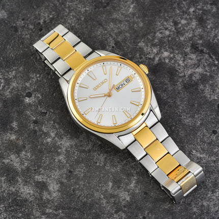 Seiko Classic SUR446P1 Men Silver Dial Dual Tone Stainless Steel Strap