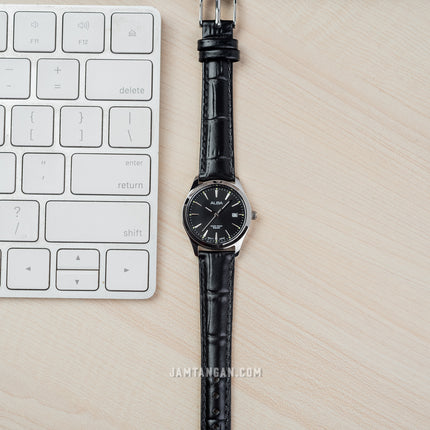 Alba AH7BN9X1_AS9R05X1 Couple Black Dial Black Leather Strap
