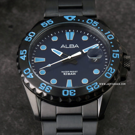 Alba Active AS9N27X1 Men Blue Dial Black Stainless Steel Strap