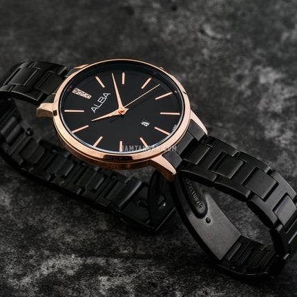 Alba Fashion AH7CC4X1 Ladies Black Dial Black Stainless Strap