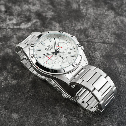 Alba Active AT3H29X1 Chronograph Men Silver White Dial Stainless Steel Strap