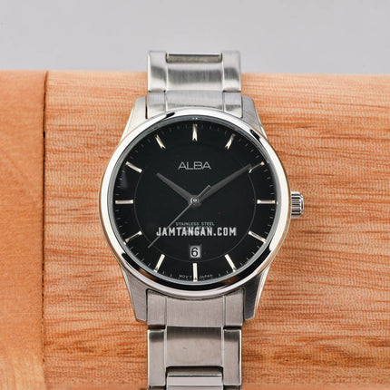 Alba Prestige AH7L75X1 Ladies Black Dial Stainless Steel Strap
