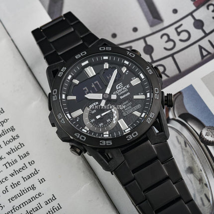 Casio Edifice ECB-40BK-1ADF Sospensione Men Black Dial Black Stainless Steel Band