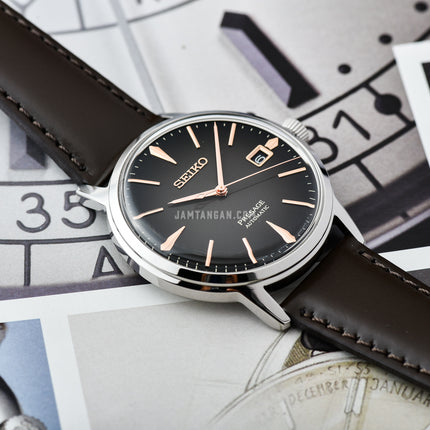 Seiko Presage SRPJ17J1 Cocktail Time The Irish Coffee Gradient Dial Dark Brown Leather Strap