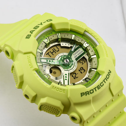 Casio Baby-G BA-110YK-3ADR Y2K Inspired Digital Analog Dial Green Resin Band