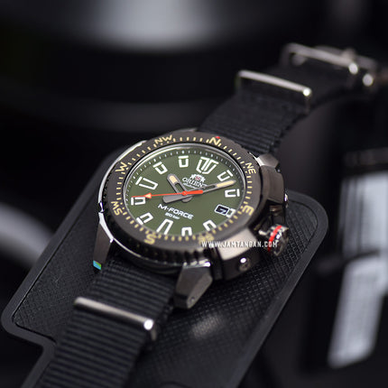 Orient M-Force RA-AC0N03E Mechanical Sports Automatic Men Green Dial Black Nylon Strap