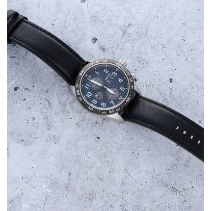 Seiko Prospex SSC737P1 Chronograph Solar 200M Water Resistance Blue Dial Black Leather Strap