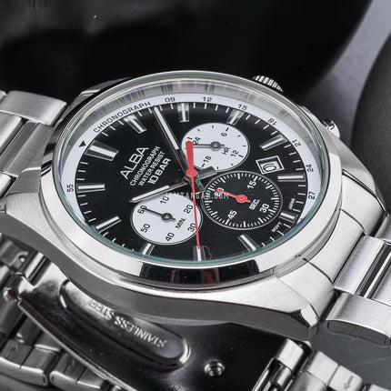 Alba Active AT3K31X1 Men Chronograph Black Dial Stainless Steel Strap