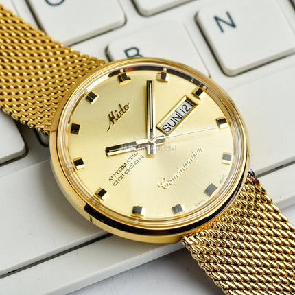 MIDO Commander M8429.3.22.13 1959 Automatic Gold Dial Gold Mesh Strap