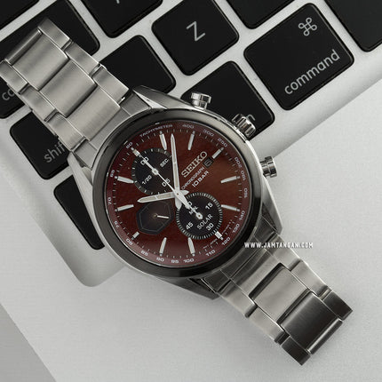Seiko Solar SSC771P1 Chronograph Red Dial Stainless Steel Strap
