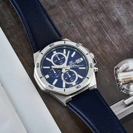 Casio Edifice EFV-640L-2AVUDF Chronograph Men Blue Dial Blue Leather Band
