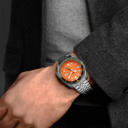 Seiko 5 Sports SSK005K1 SKX Sports Style GMT Mikan Orange Automatic Orange Dial St. Steel Strap