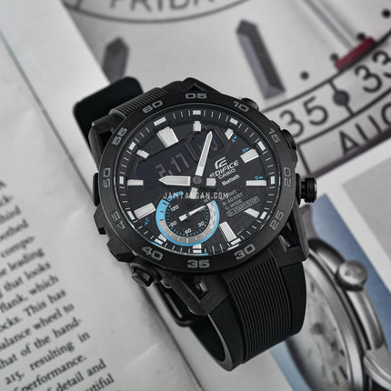 Casio Edifice ECB-40PB-1ADF Sospensione Men Black Dial Black Resin Band