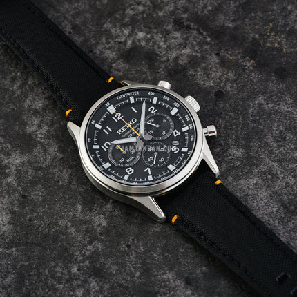 Seiko Chronograph SSB449P1 Discover More Black Dial Black Nylon Strap