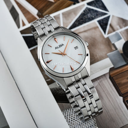 Alba Fashion AG8P39X1 Ladies Cutie MOP Dial Stainless Steel Strap